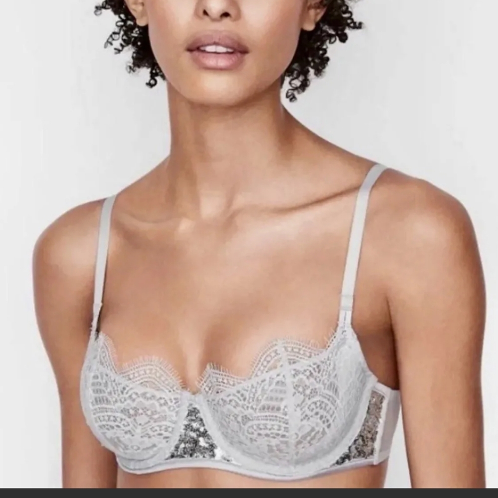 Victoria secret -Lace Silver Glitter Bling-32DDD